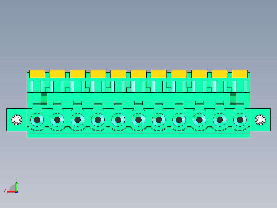 DEGSON 2EDG（M） 系列 5.0mm 螺丝锁紧可插拔接线端子组-2EDGKDAM-5.0-11P-14-00AH后视图