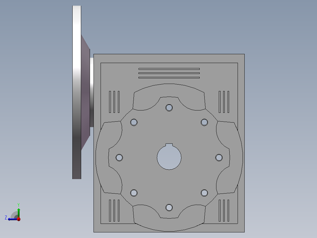 075蜗轮减速机（纳源）NMRV-075-7.5-VS-AS2-90B5-2.2kw(ABB)-V6-Idea.a右视图