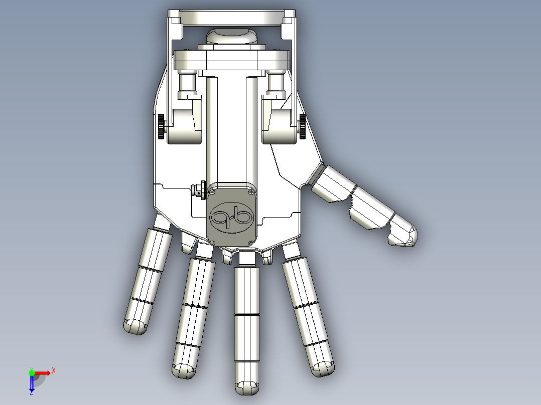 qb-robotics仿人手掌模型俯视图