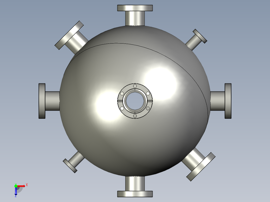 300mm球形真空室俯视图