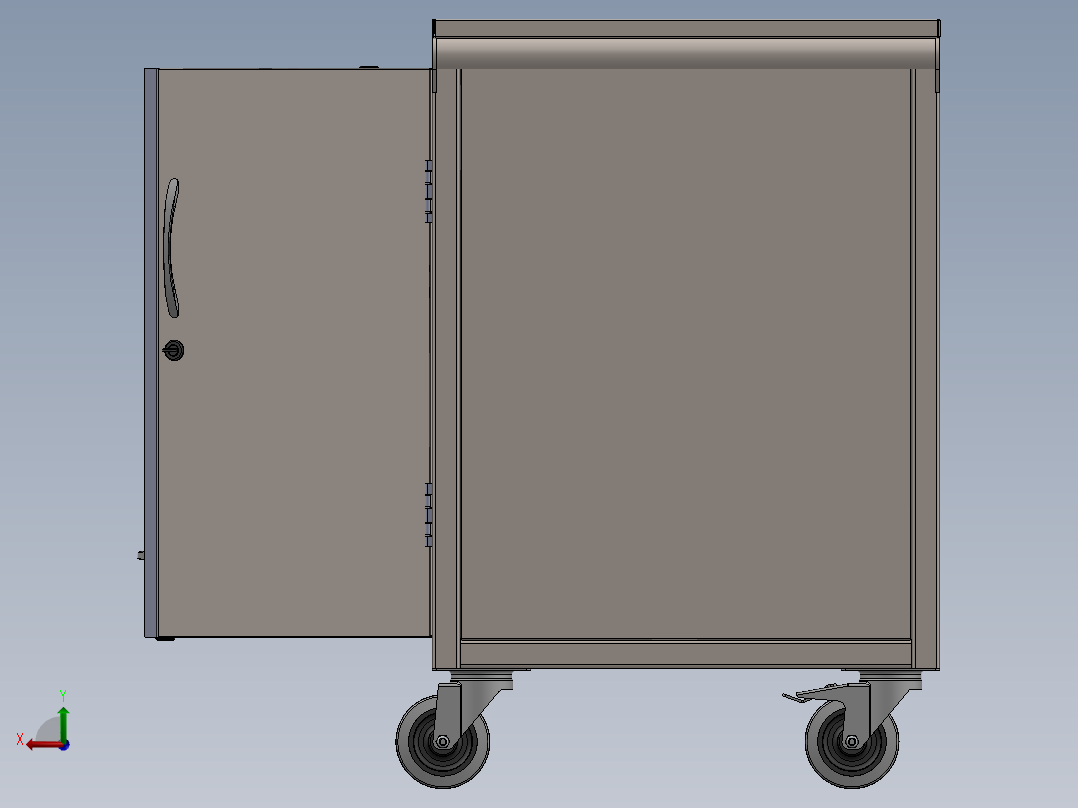 货架、五抽屉工具柜后视图