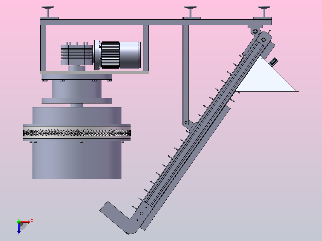 秸秆压块机三维SW+二维CAD俯视图