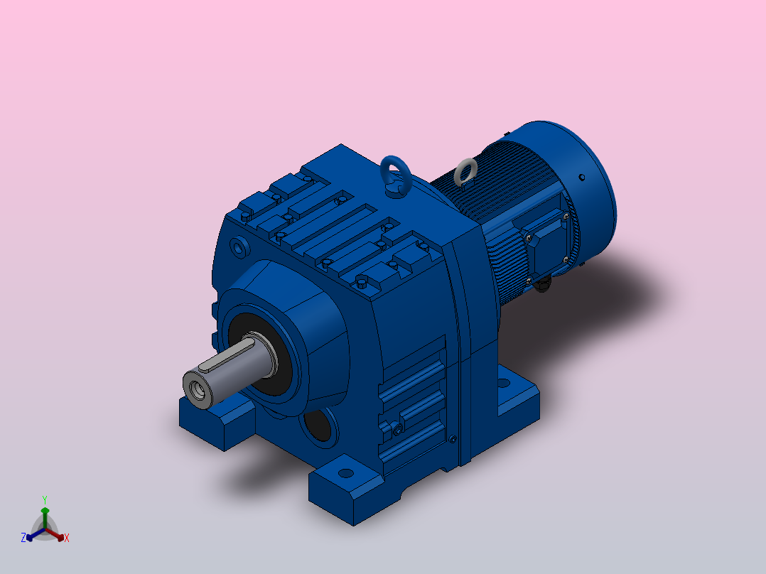 R87底脚轴伸式安装斜齿轮减速机R87-Y0.25-8P-71-M1-0°主视图