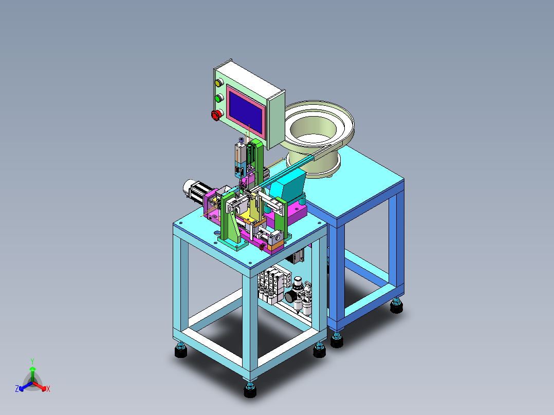 方块小孔检查机（含工程图sw19可编辑+bom）正等轴测图