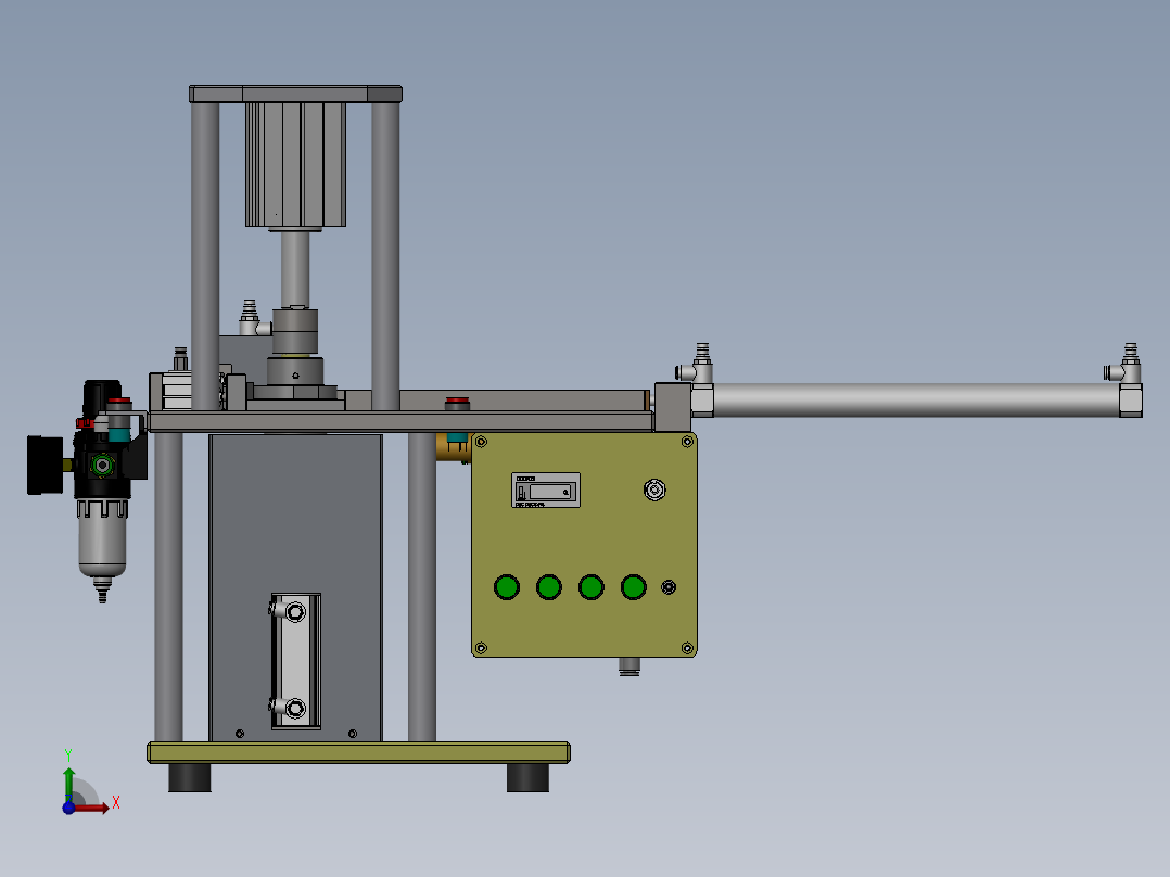 无刷电机转子机壳入橡胶磁条机典型实用结构，夹具设计前视图