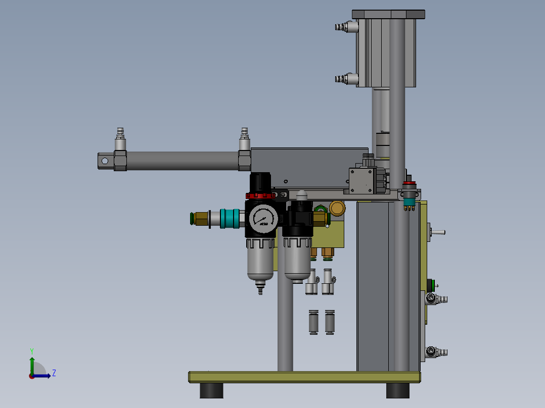 无刷电机转子机壳入橡胶磁条机典型实用结构，夹具设计左视图