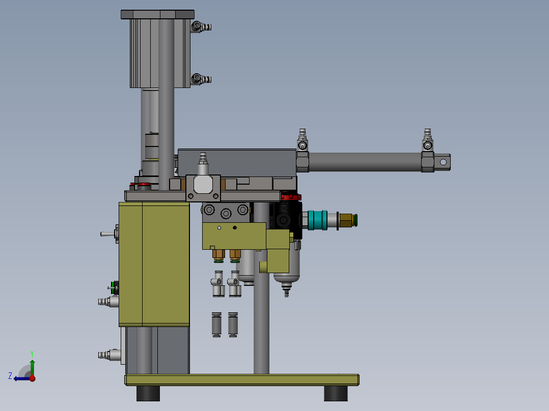 无刷电机转子机壳入橡胶磁条机典型实用结构，夹具设计右视图