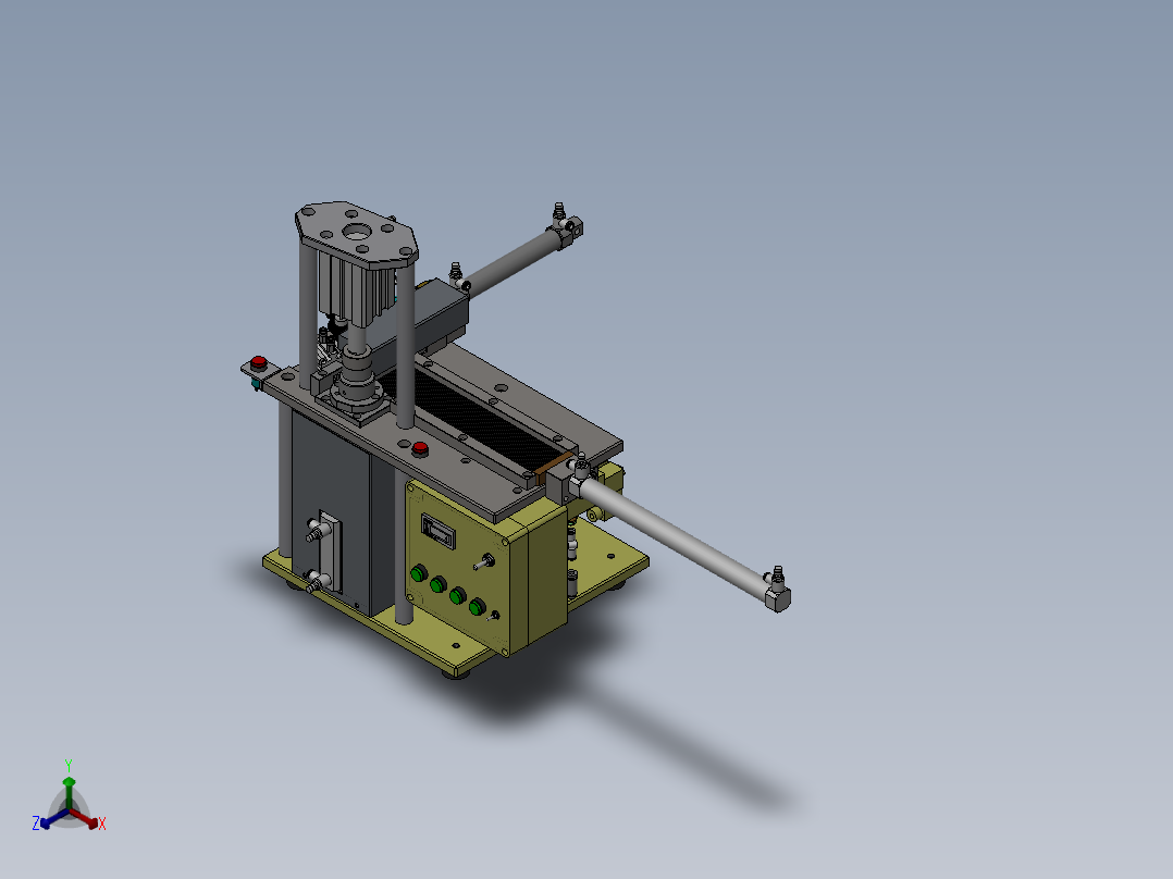 无刷电机转子机壳入橡胶磁条机典型实用结构，夹具设计正等轴测图