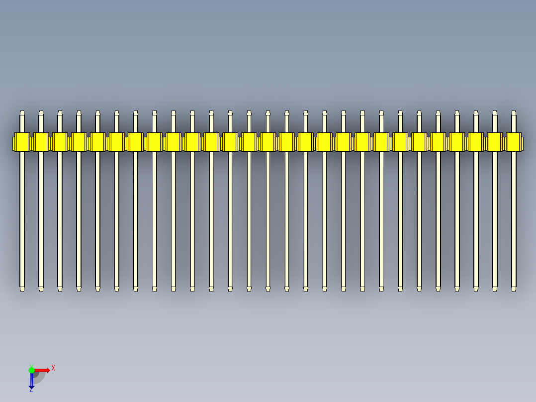 彩色公头100mil（2.54mm）系列-DS1021_yellow_1x27p_100mil_Type19_rev1.0俯视图