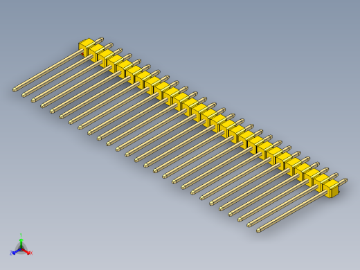 彩色公头100mil（2.54mm）系列-DS1021_yellow_1x27p_100mil_Type19_rev1.0正等轴测缩略图