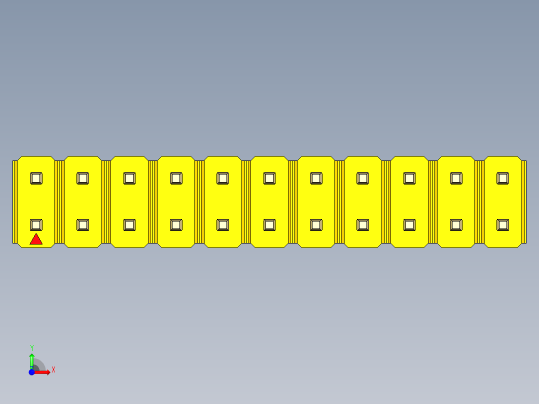 彩色公头100mil（2.54mm）系列-DS1021_yellow_2x11p_100mil_Type1_rev1.0前视图