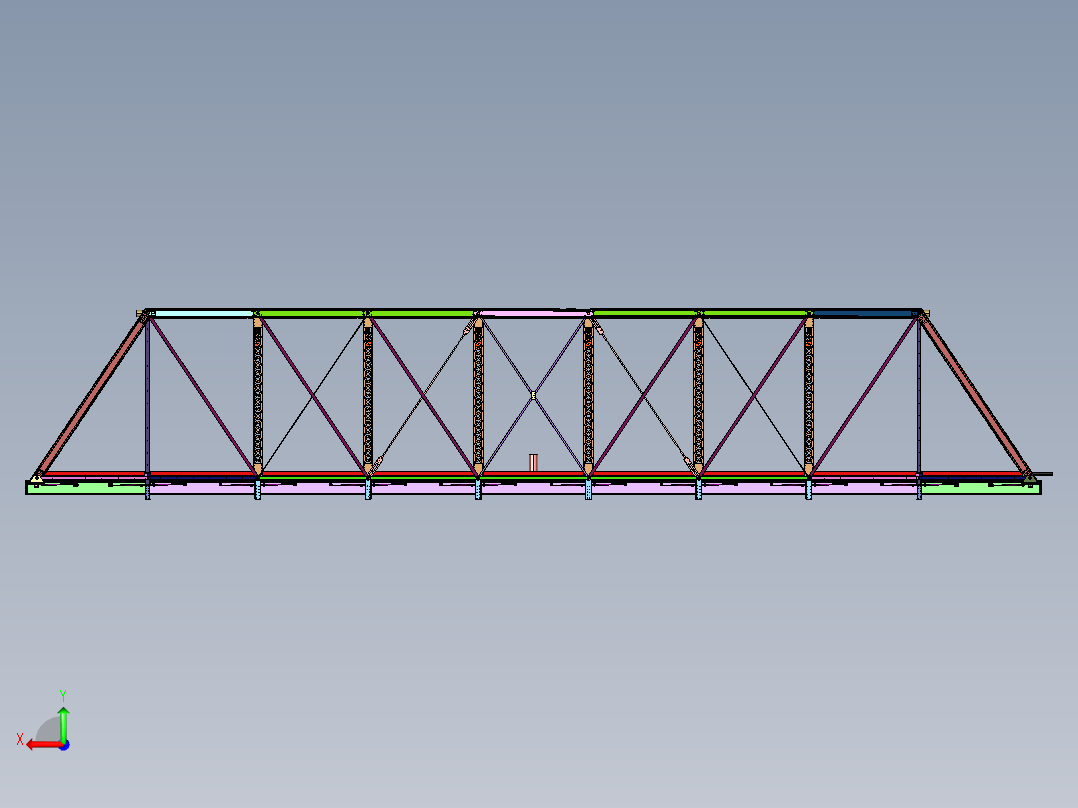 铁路斜拉式预应力钢桁梁桥后视图