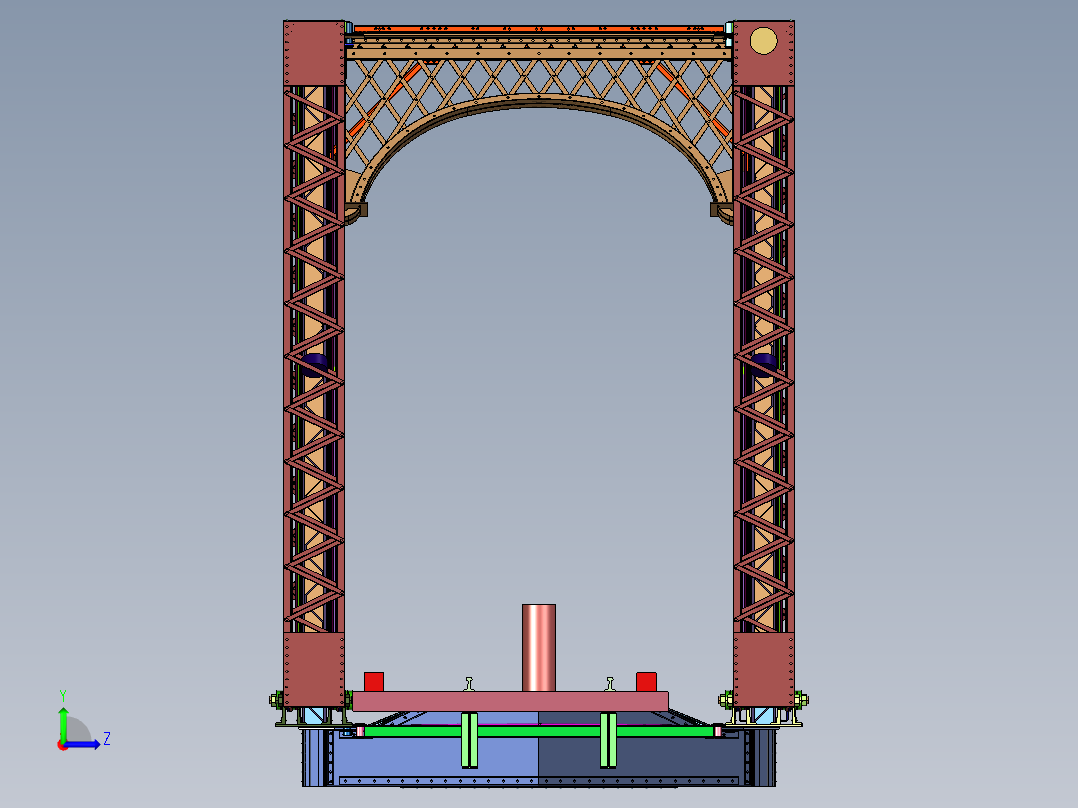 铁路斜拉式预应力钢桁梁桥左视图