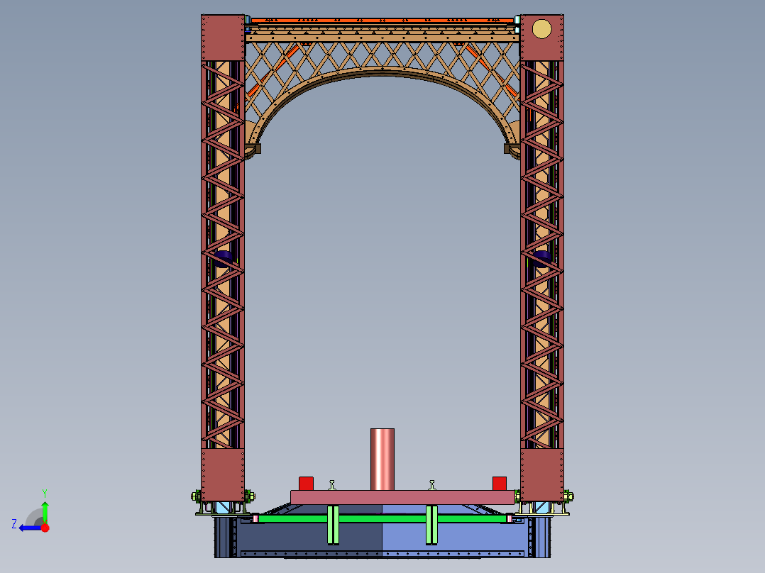 铁路斜拉式预应力钢桁梁桥右视图
