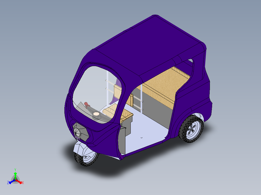 三轮车正等轴测图