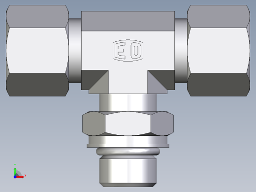 卡套式工业通用硬管接头EO_Adjustable_locknut_branch_tee_TEE10SMORCF前视缩略图