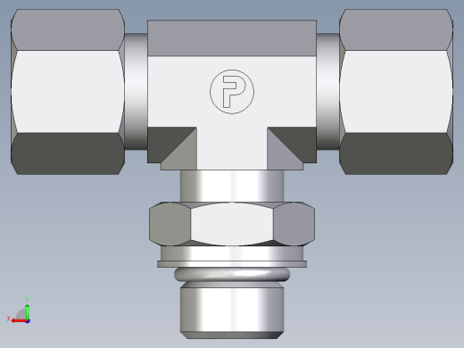 卡套式工业通用硬管接头EO_Adjustable_locknut_branch_tee_TEE10SMORCF后视缩略图
