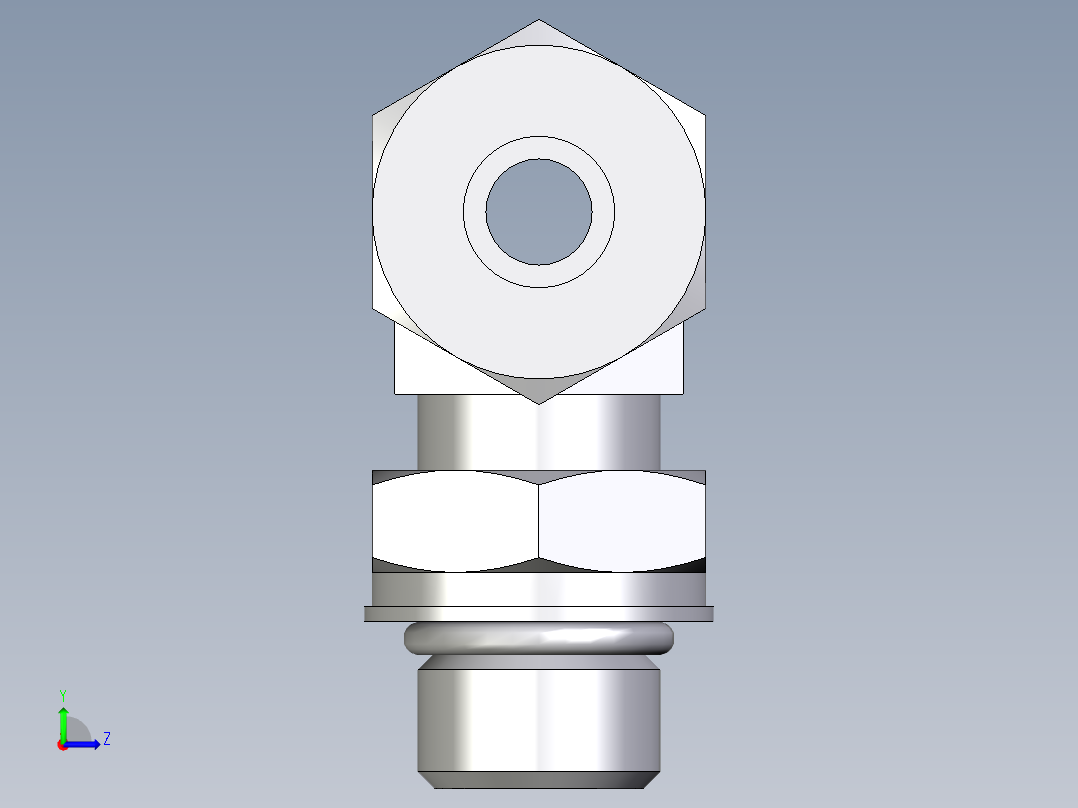 卡套式工业通用硬管接头EO_Adjustable_locknut_branch_tee_TEE10SMORCF左视图