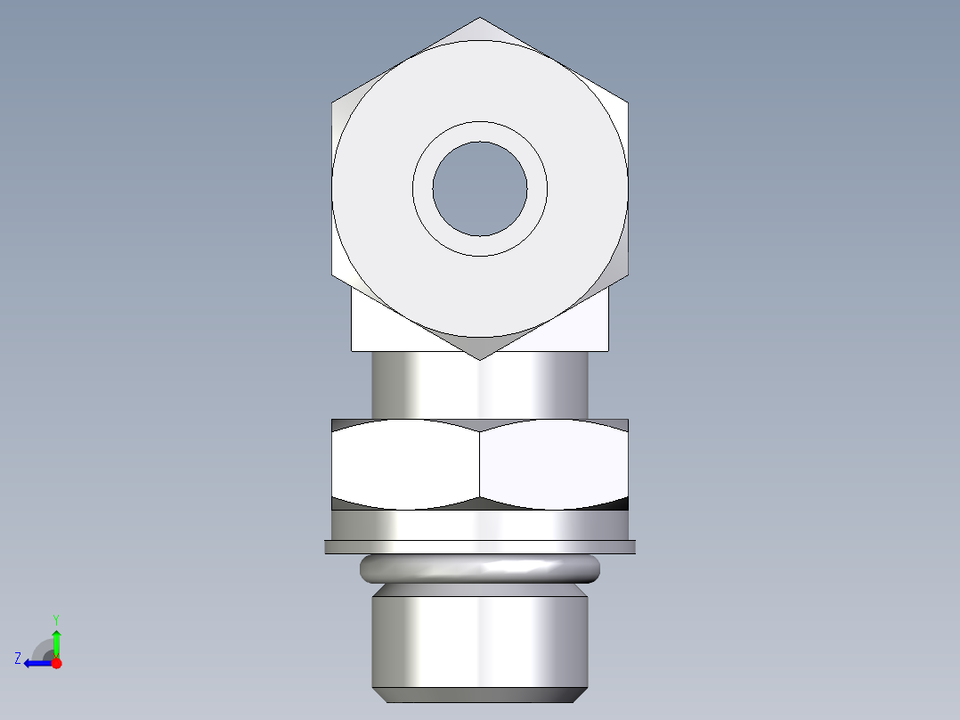 卡套式工业通用硬管接头EO_Adjustable_locknut_branch_tee_TEE10SMORCF右视图