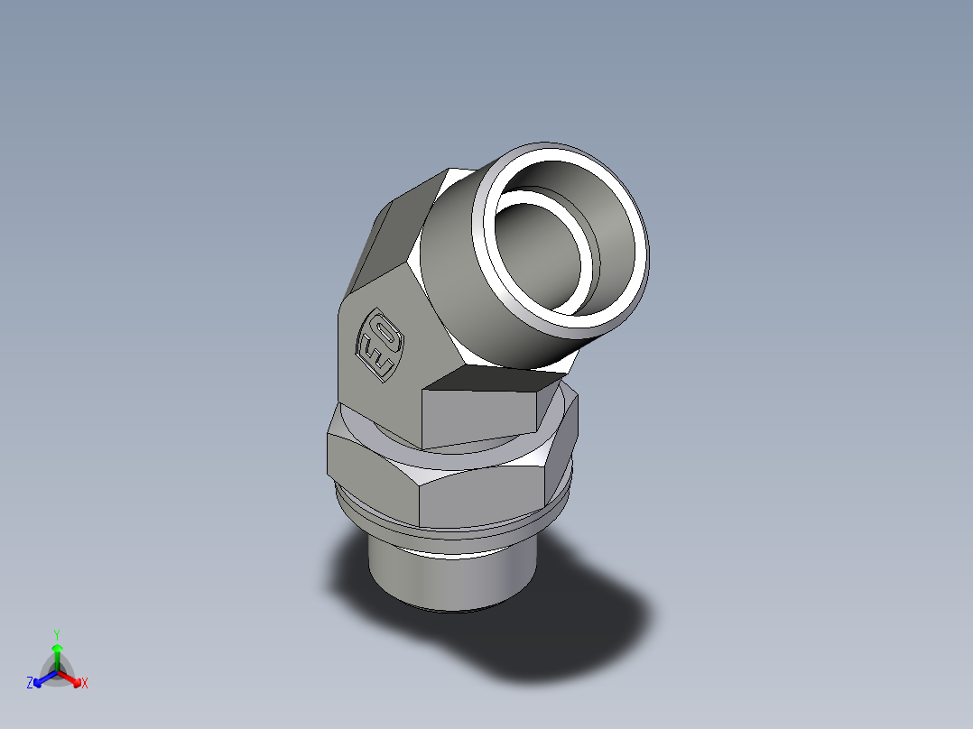 卡套式工业通用硬管接头EO_Adjustable_locknut_45_deg_elbow_VEE15LMOMDCF主视图