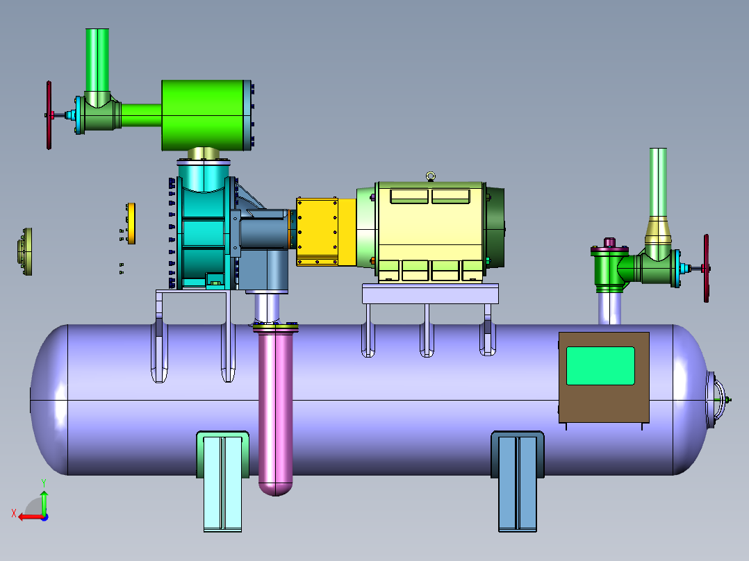 400HP车载无油干式螺杆空压机后视图