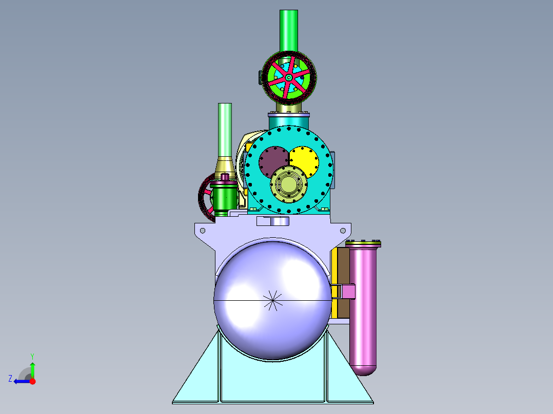 400HP车载无油干式螺杆空压机右视图