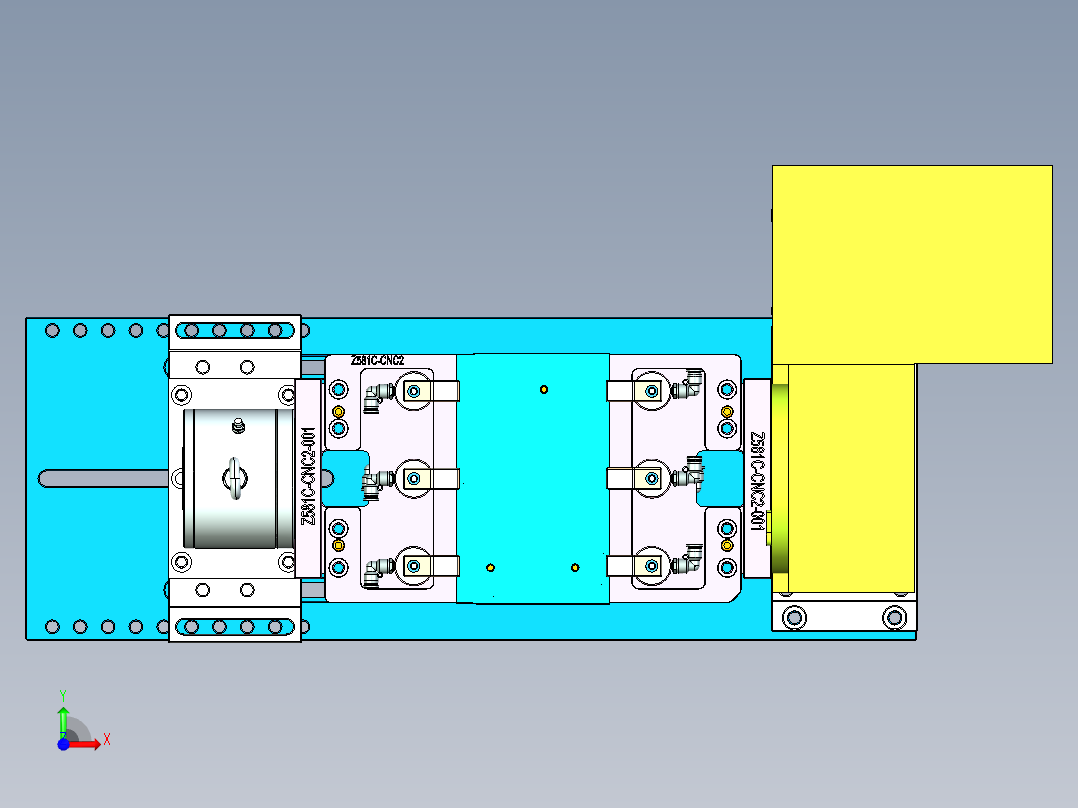 Z581C笔记本CNC工装夹具三维模型-CNC2-0731前视图