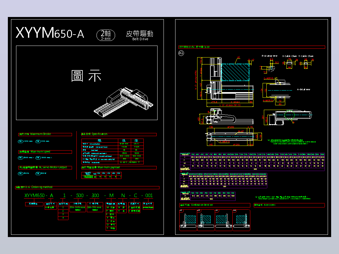 2D目錄-XYYM650-A滚珠花健、支撑座、滚珠丝杠、交叉导轨、直线模组