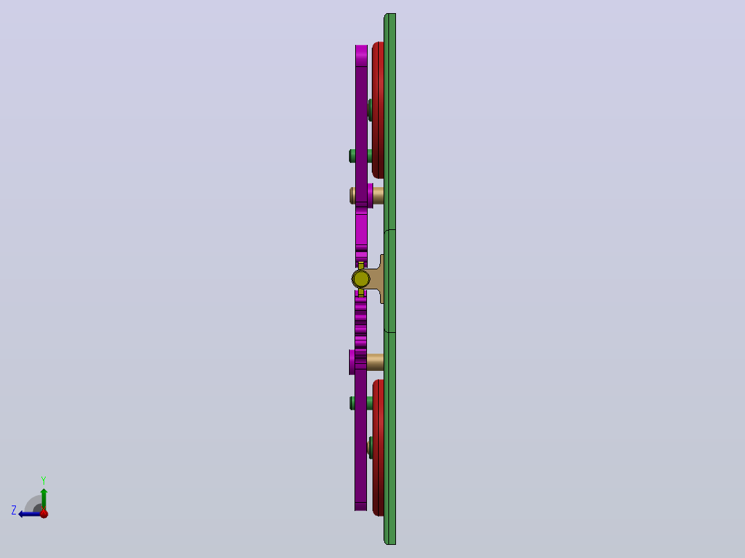 往复运动机构3D图纸 Solidworks设计右视图