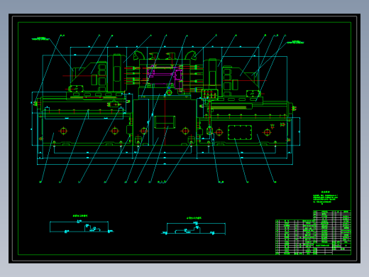 传动箱壳体左右端面孔系专用组合机床总装图