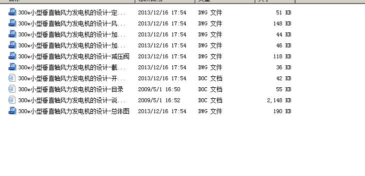 300W小型垂直轴风力发电机的设计 包含CAD图纸和说明文档参考