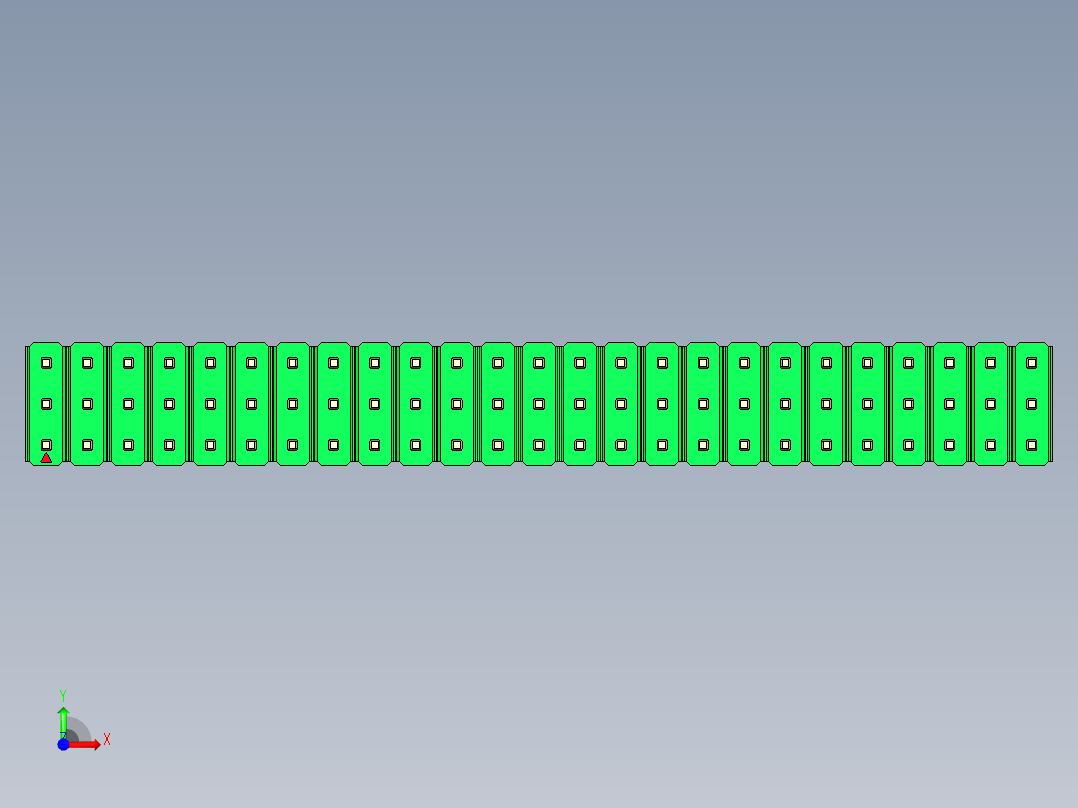 彩色公头100mil（2.54mm）系列-DS1021_green_3x25p_100mil_Type1_rev1.0前视图