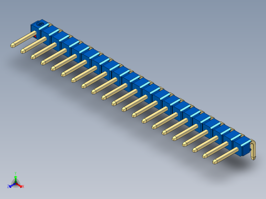 彩色公排针 100mil 2.54mm 系列-DS1022_blue_1x21p_100mil_TypeD_rev1.0正等轴测缩略图