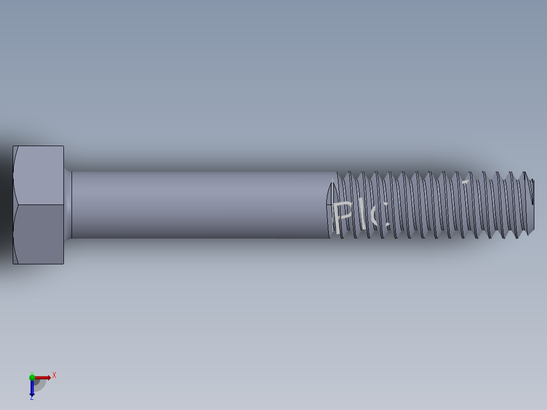 UNC 六角螺栓-Hex Bolt 0.250-20 x 1.750.SLDPRT俯视图