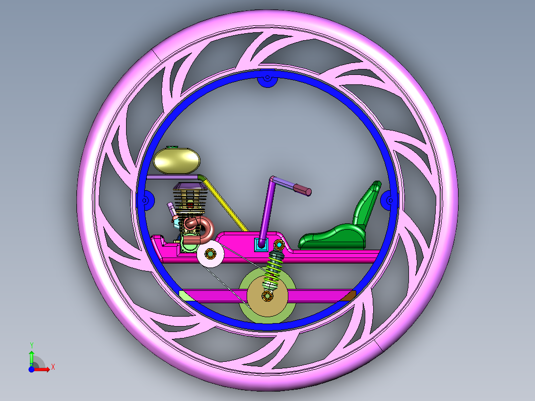 智能单轮平衡摩托前视图