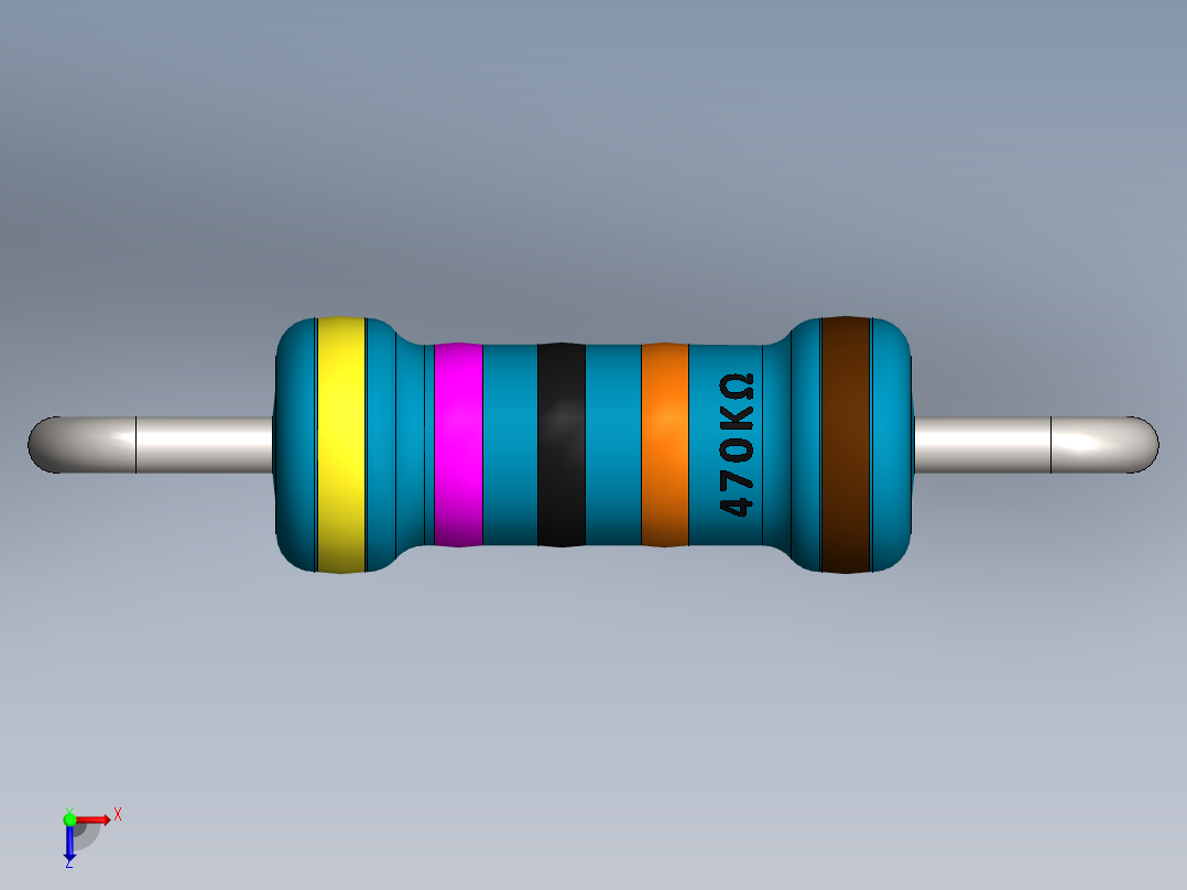 电容器 二极管 电阻器-Resistor 470K Ohm Blue主视图