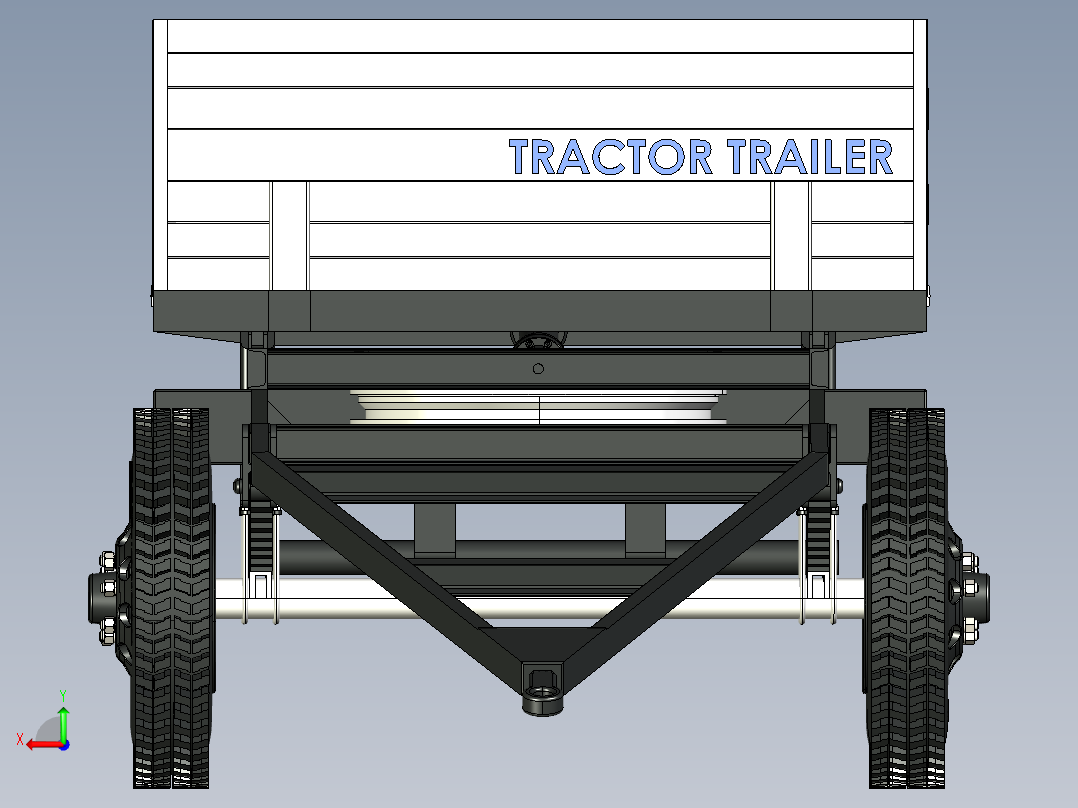 4 WHEEL四轮两轴农用拖车3D数模图纸 IGS格式后视图
