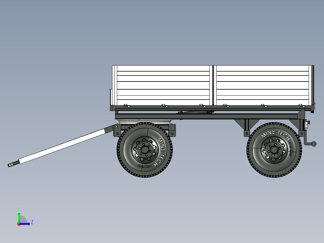 4 WHEEL四轮两轴农用拖车3D数模图纸 IGS格式左视图