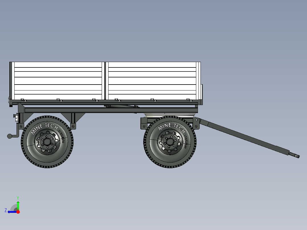 4 WHEEL四轮两轴农用拖车3D数模图纸 IGS格式右视图
