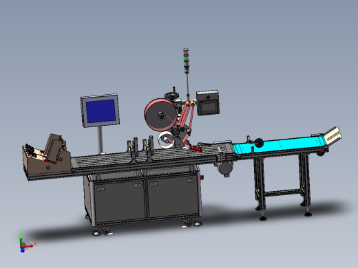 流水线式贴标设备（sw18可编辑+工程图）