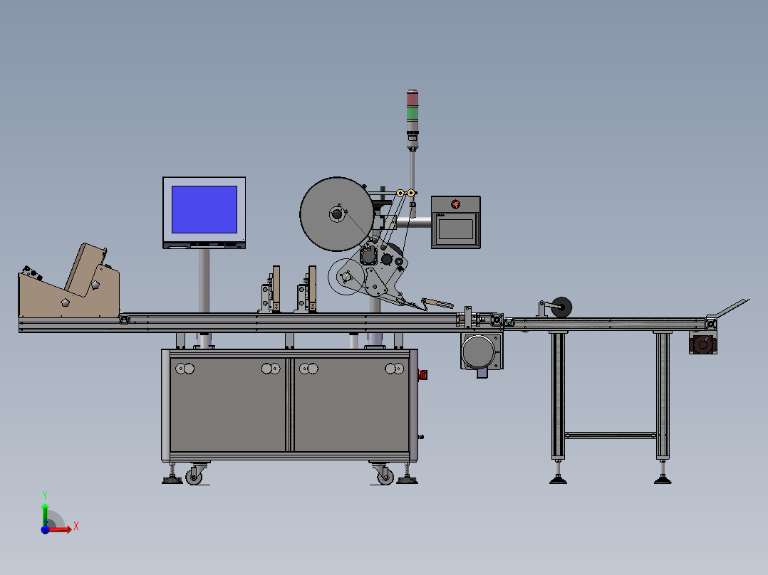 流水线式贴标设备（sw18可编辑+工程图）前视图