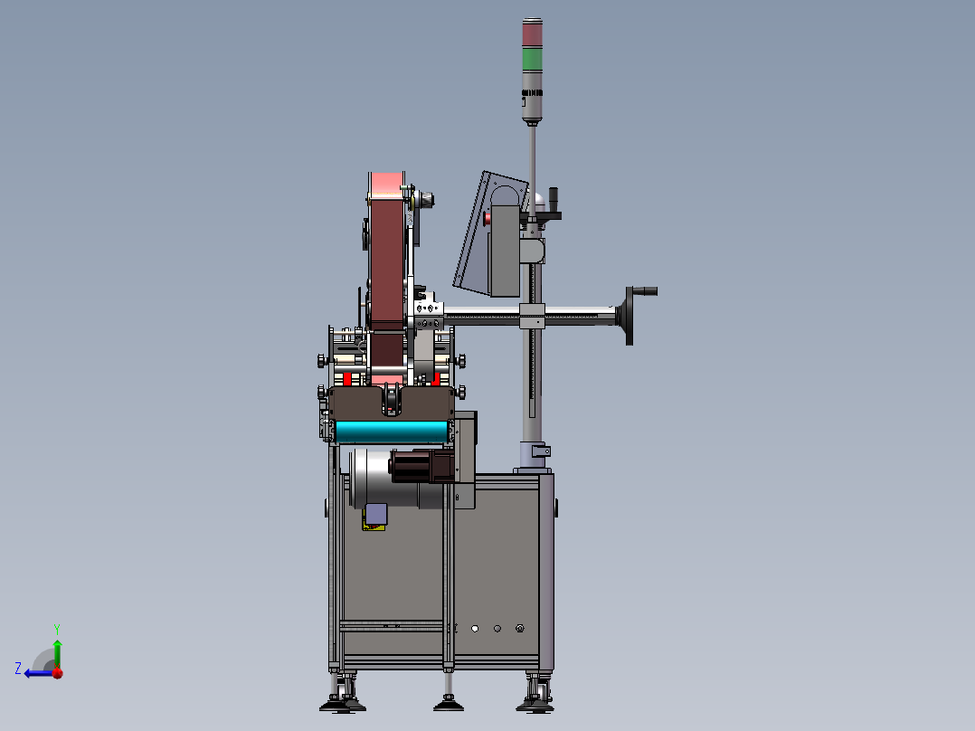 流水线式贴标设备（sw18可编辑+工程图）右视图