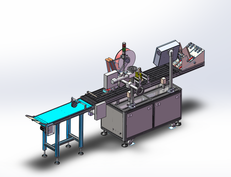 流水线式贴标设备（sw18可编辑+工程图）