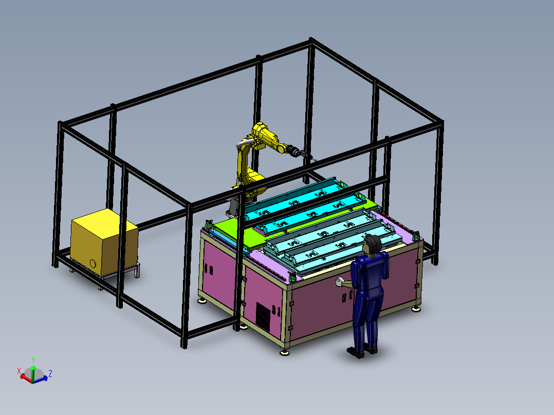 电梯厅门头双层升降交换焊接工作站sw19可编辑