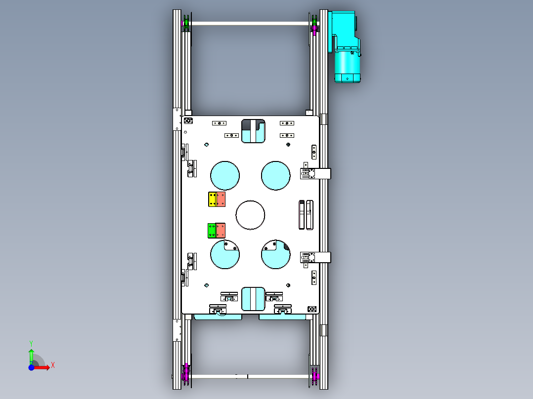 输送线与升降工作台一体化设计前视图