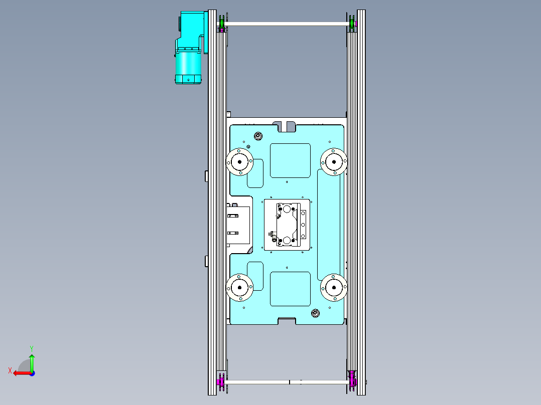 输送线与升降工作台一体化设计后视图