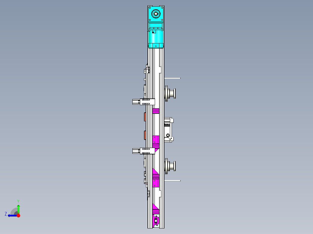 输送线与升降工作台一体化设计右视图