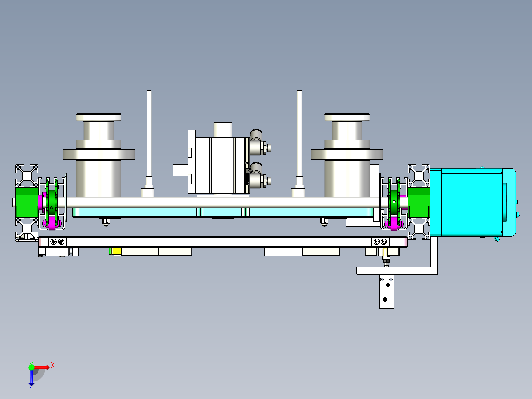 输送线与升降工作台一体化设计俯视图