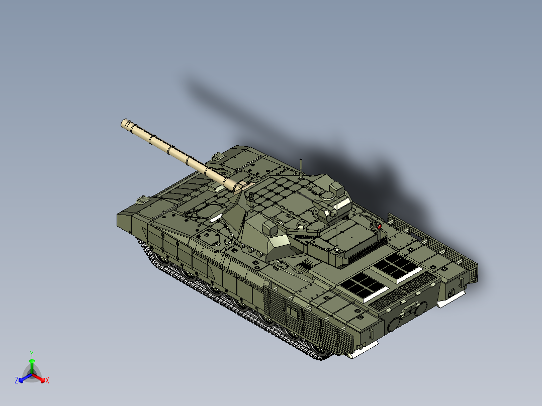 T-14“阿玛塔”坦克模型正等轴测图