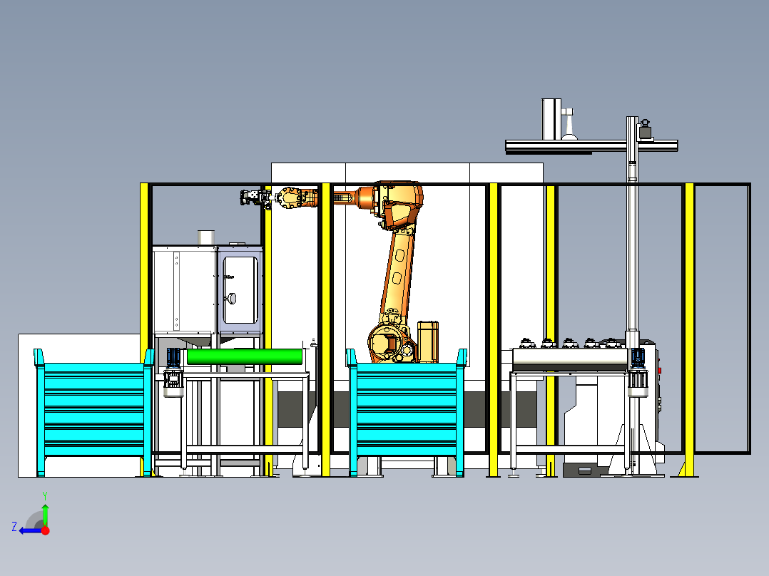 机床上下料+精加工去毛刺项目右视图